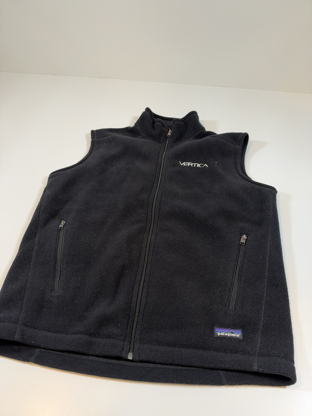 Patagonia Synchilla Vest Mens L Black Fleece Full Zip Vertica Logo Outdoor